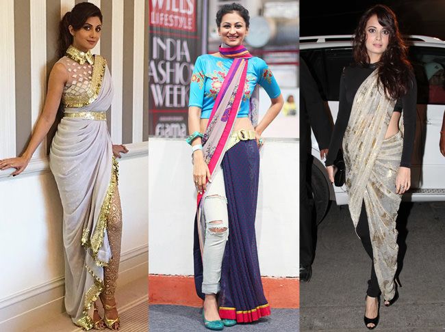 innovative saree draping styles