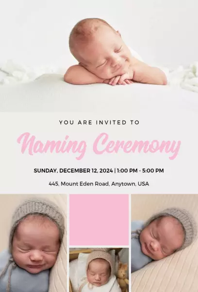 Super Cute Baby Naming Ceremony Invitation Templates and Messages