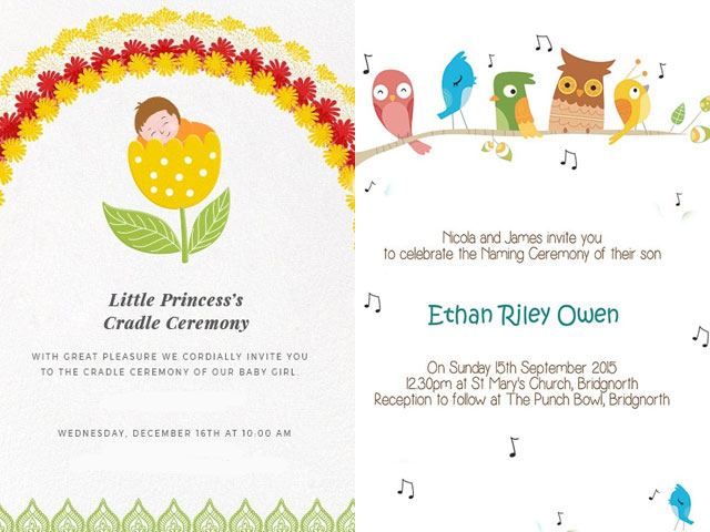 Super Cute Naming Ceremony Invitation Card Templates And