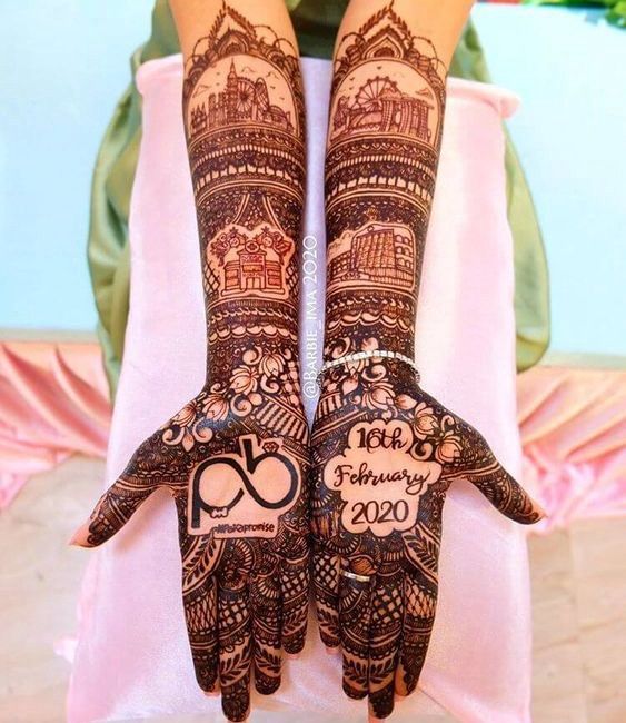 Engraved Date Of Wedding Mehndi Designs