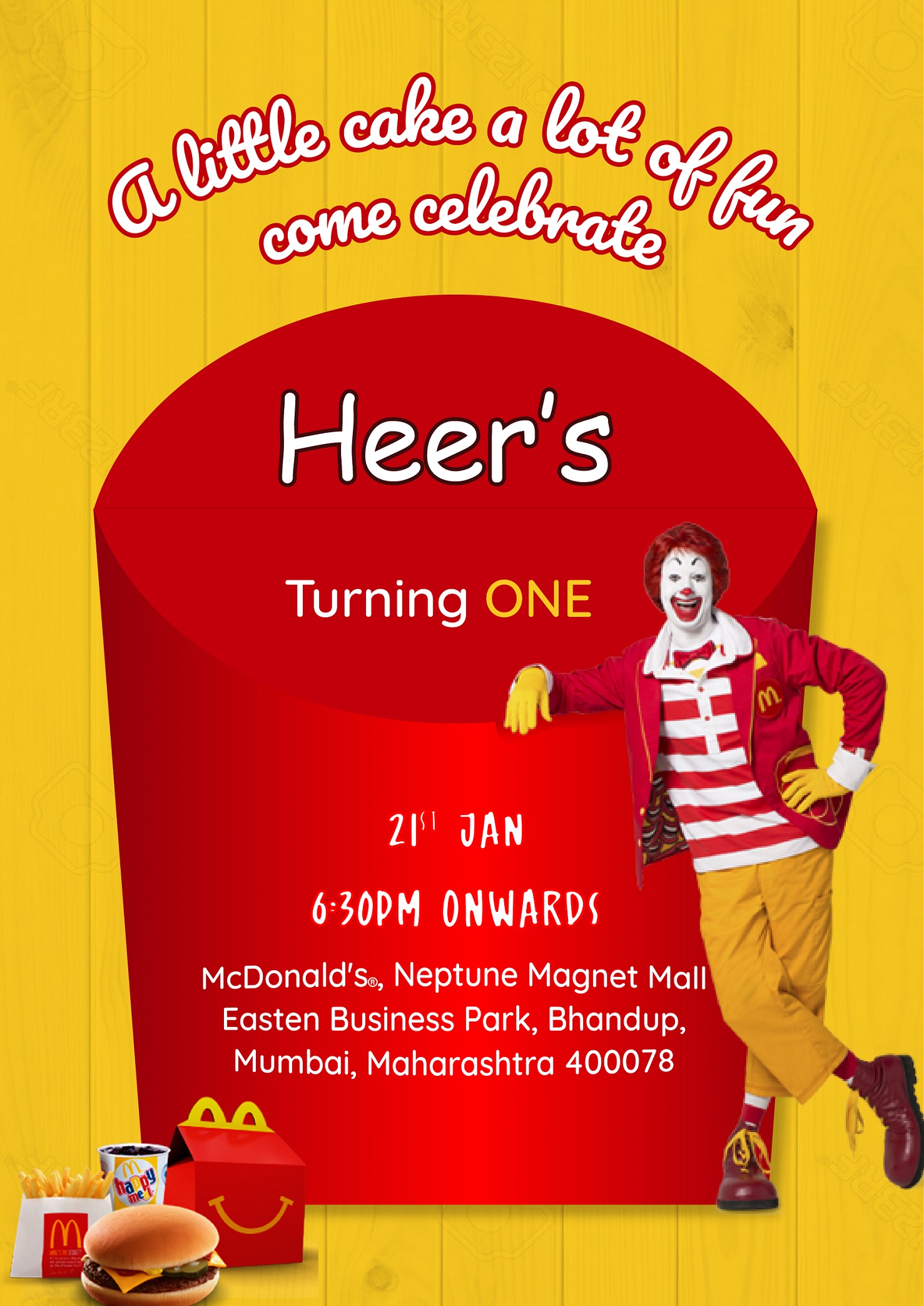 mcdonald's birthday party place: Customized invites