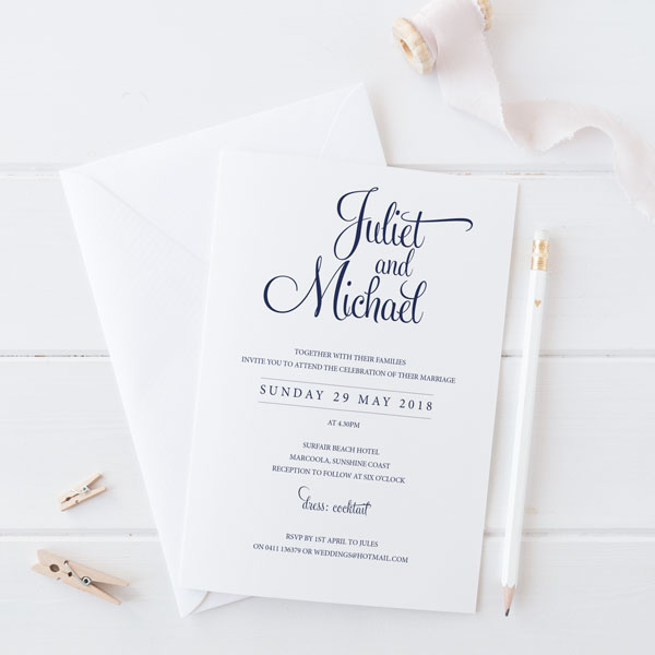 Calligraphy unique wedding invites