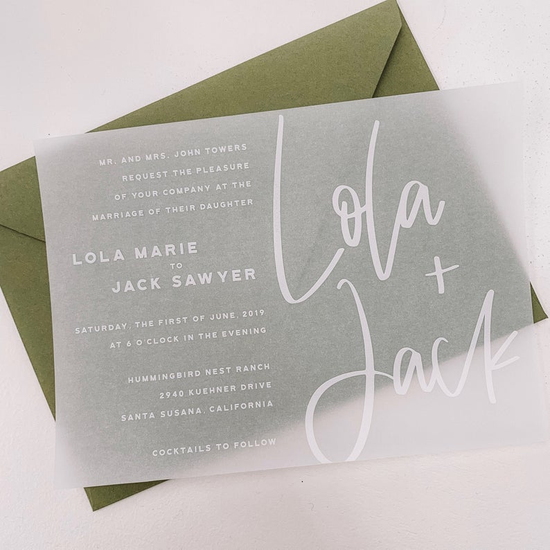 vellum paper unique wedding invites