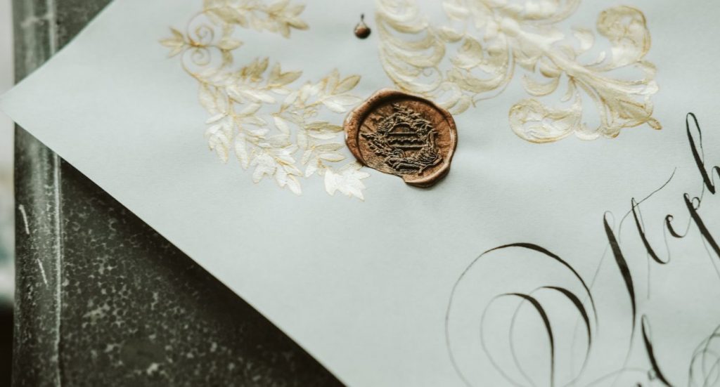 crest type unique wedding invites