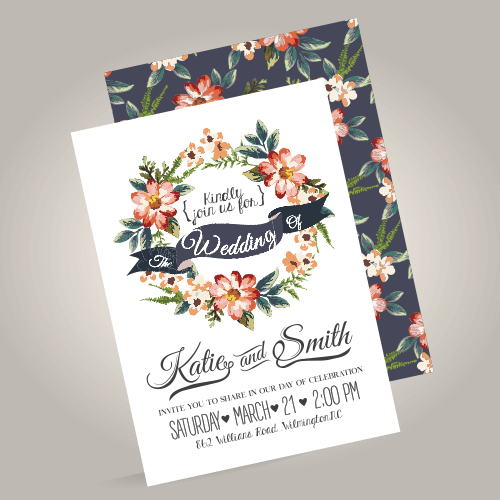 watercolour unique wedding invites