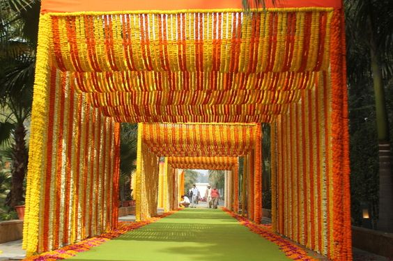 genda phool, genda phool decoration ideas, genda phool decoration, genda phool gate decoration, genda decoration, genda phool wedding decorations, genda flower decoration, door decoration with marigold flowers, marigold flower decoration