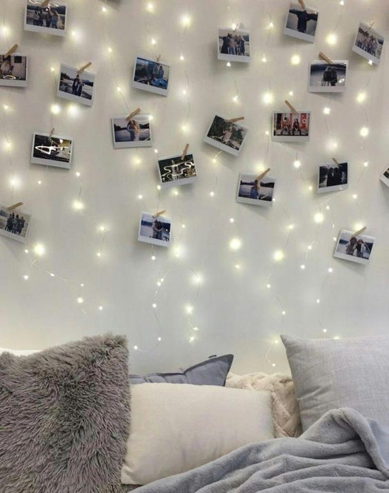 Memorable Proposal Ideas - Wall full of pictures and LED lights