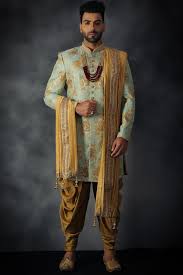 Indo Western Sherwani Designs - Blue and Gold ZArdosi