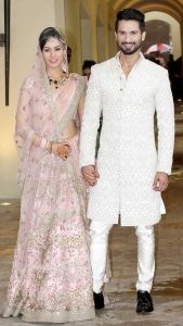 wedding looks, bollywood celebrities inspired wedding looks, wedding look ideas, wedding outfit ideas Mira Rajput and Shahid Kapoor Wedding Look