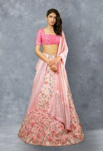 Flamingo Pink Resham and Gold Sequin Manish Malhotra Lehenga