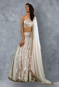 Ivory Vertical Sequin Manish Malhotra Lehenga