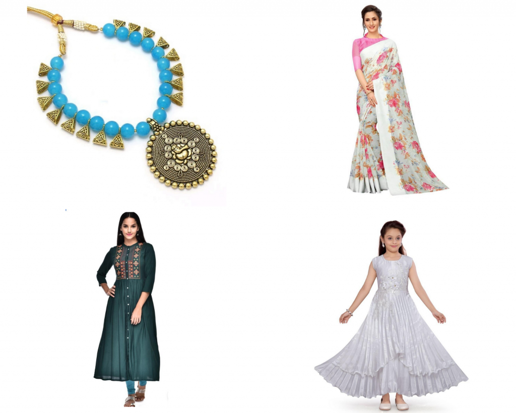 Local products for Kurti, jewelry, saarees and girls fashion 