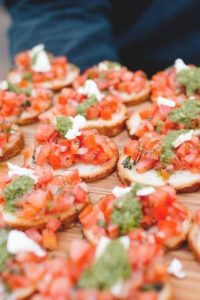 Cheese and Tomato Crostini Healthy Wedding Menu