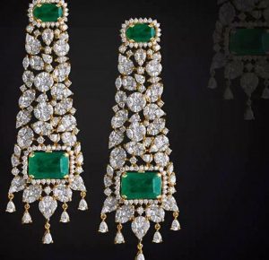 drop Bridal Earrings with emeralds