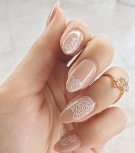 Floral Stamped Bridal Nail Art Designs