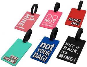 bag tags for six different colours and designs