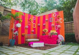 wedding photo background pink and orange backdrop image