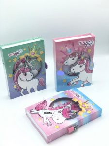 unicorn theme fancy notebook in different colours with lock