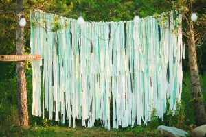 mint colour ribbons photo backdrop