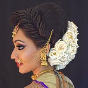 Bun Hairstyles for the Bride_bun with white roses