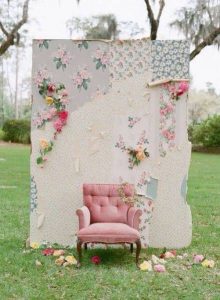 vintage backdrop with pink vintage chair