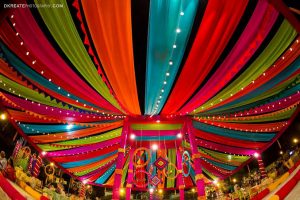 wedding decoration image. decor filled with bright colours and lights