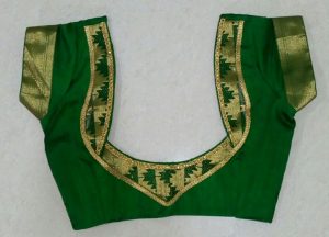 simple bridal blouse designs _short sleeves green