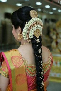 South Indian Bridal Hairstyles_gold chain braid 