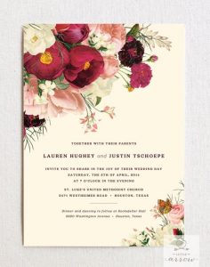 beige and floral wedding card