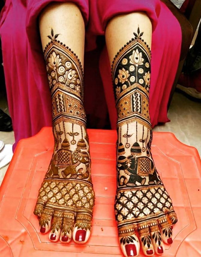 Elephant Motifs Legs Bridal Mehndi