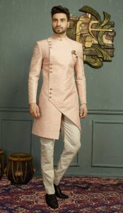 Kurtas For Men - Pink Color Jacquard