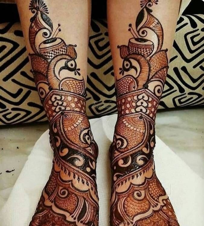 Peacock Bridal Mehndi Designs for Full Legs