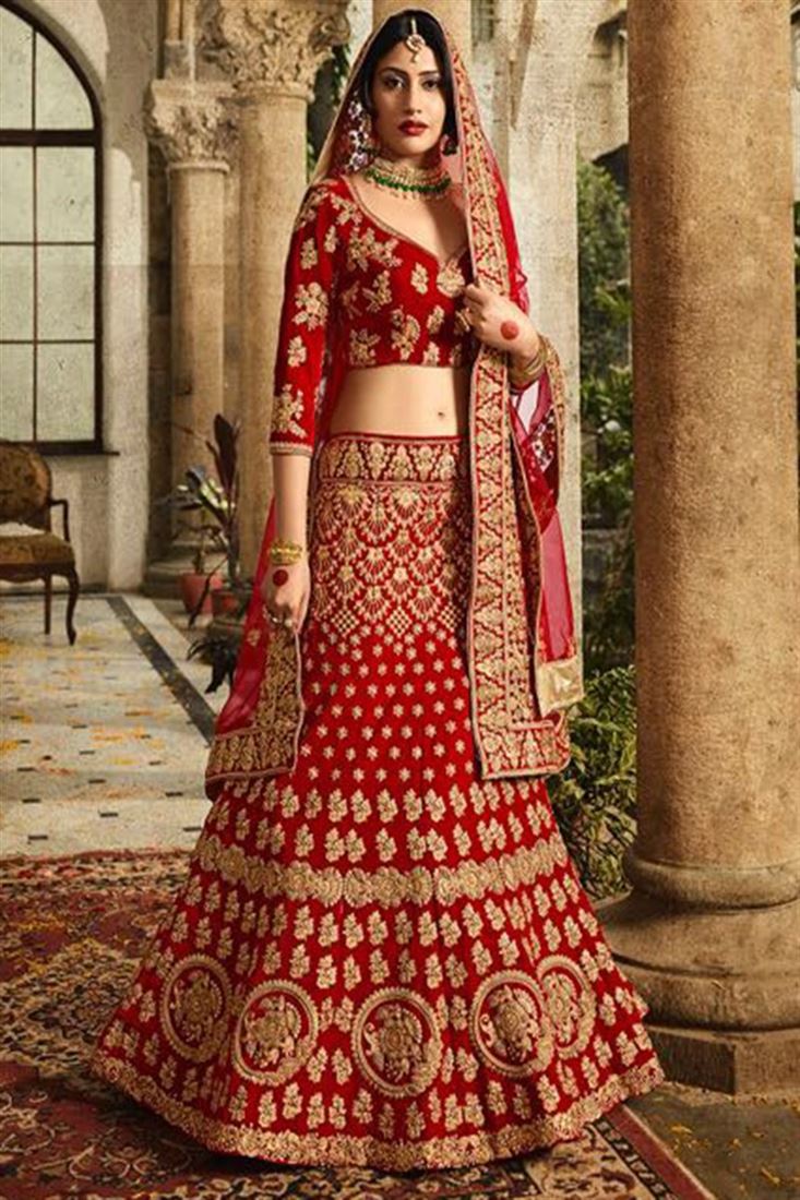 Red Velvet Bridal Lehenga