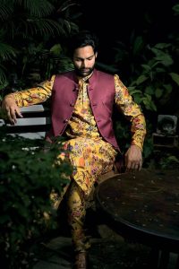 Sangeet Outfits - Floral Yellow Kurta