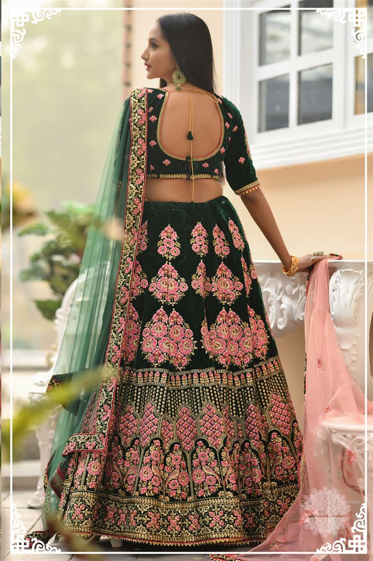 Stylish Blouse Velvet Lehenga