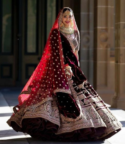 Velvet Wedding Lehenga