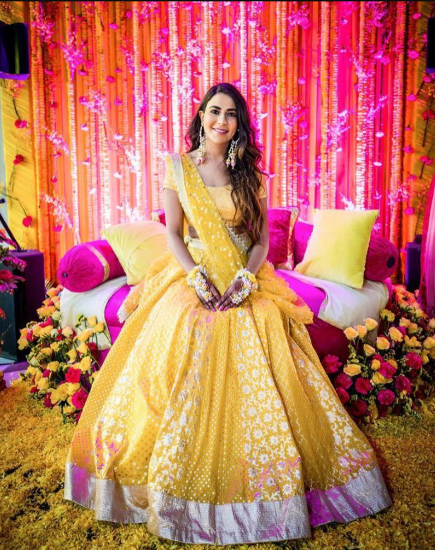 Gorgeous Lehenga with Flowers Haldi Look