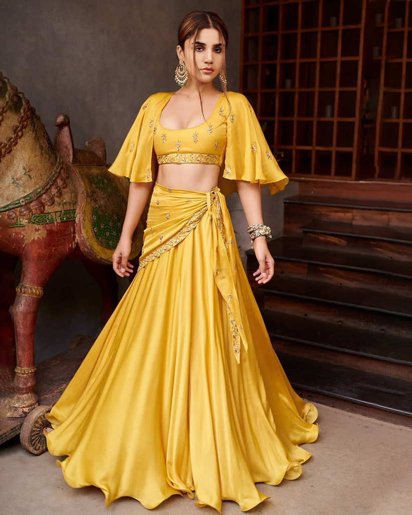 Long Skirt and Top Haldi Look