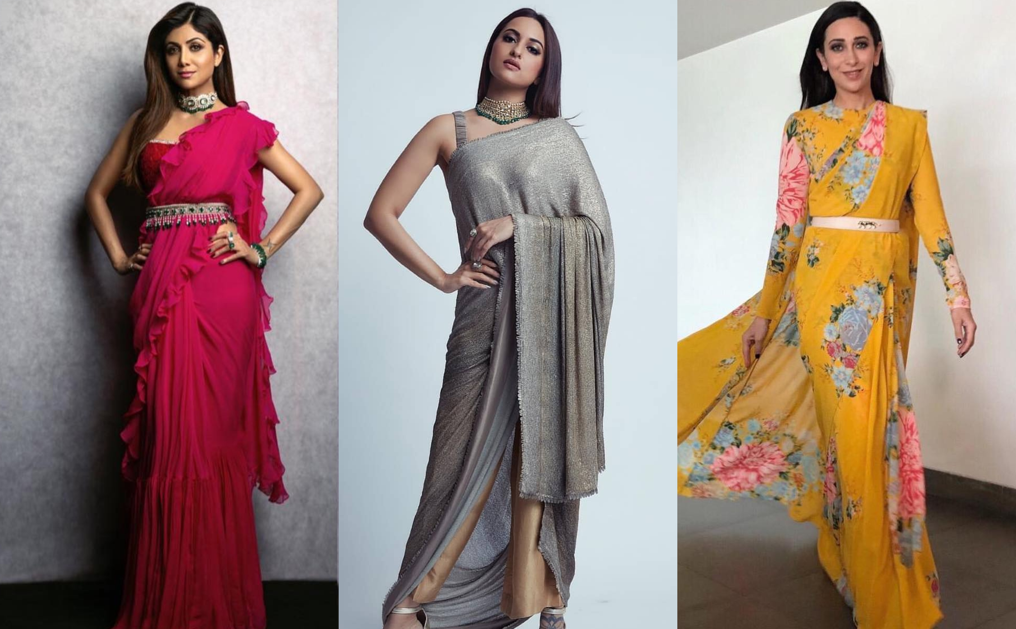 Celebrity Belted Saree Look