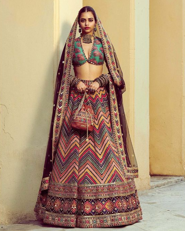 Chevron Pattern Bridal Lehenga