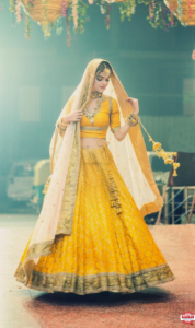 Elbow Sleeve Yellow Lehenga