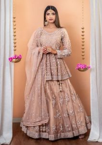 Net Peplum Style Bridal Lehenga