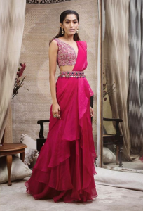 Pink Saree with Beautiful Belt