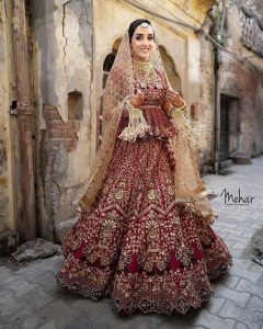 Red Peplum Lehenga