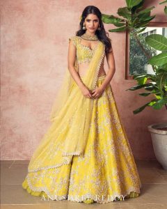 Sleeveless Yellow Lehenga