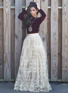 Velvet Shirt with Lehenga