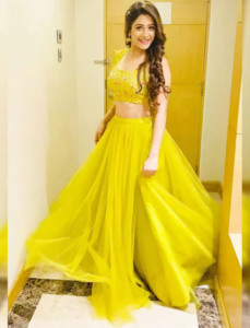 Yellow Crop Top Lehenga