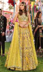 Yellow Mirror Work Lehenga