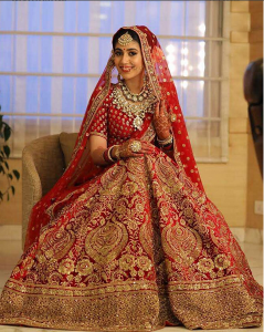 Bridal Lehenga in Red and Golden Colour