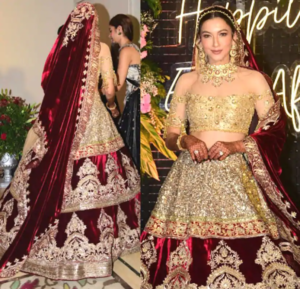 Golden Bridal Lehenga for Reception